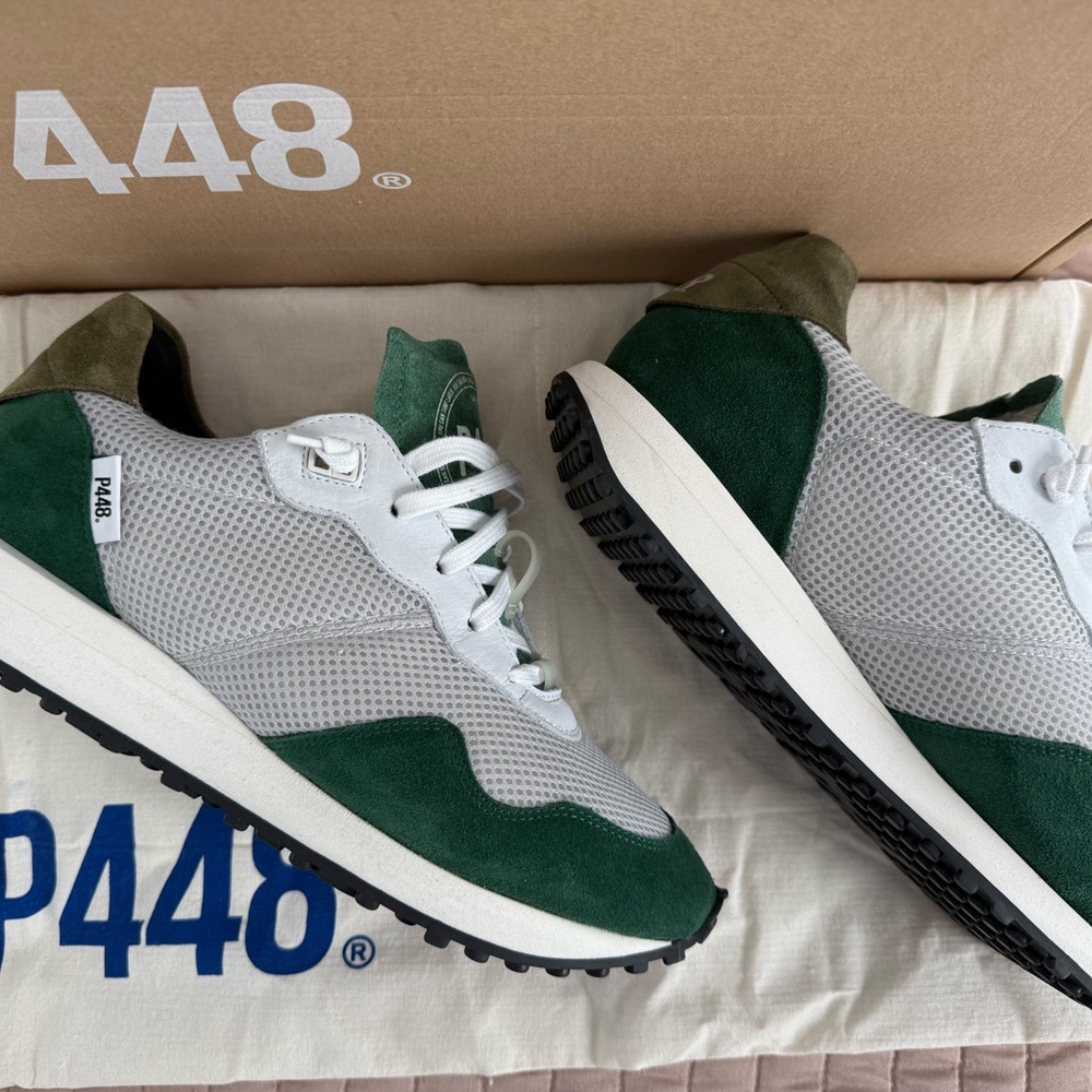 P448 Women’s Sneakers Thea in Sparrow Green and White 41/10 BNWT - Picture 2 of 8
